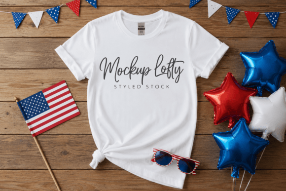 Download 4th of July Flat Lay T-shirt Mockup 25 - Flat lay Collection